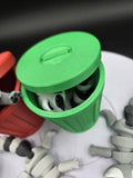 3-D Printed Garbage Panda Raccoon inside Trash Can