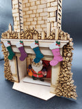 Santa sliding down the chimney advent