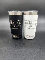 Mr and Mrs engraved tumblers