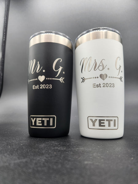 Mr and Mrs engraved tumblers