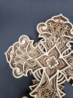 Laser cut multi layered stained cross