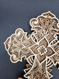 Laser cut multi layered stained cross