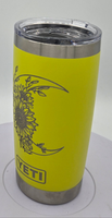 Moon and sunflower engraved Yeti