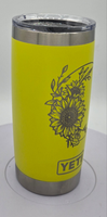 Moon and sunflower engraved Yeti