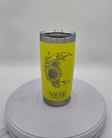 Moon and sunflower engraved Yeti