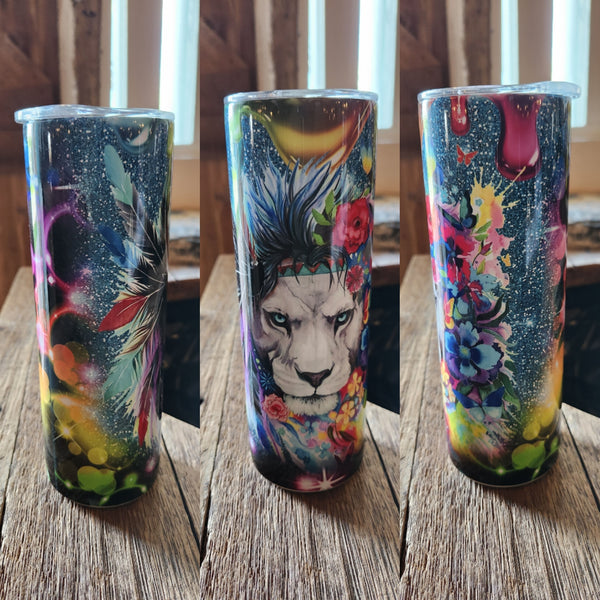 Lion face straight on tumbler