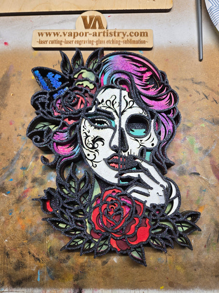 Multi layer sugar skull woman