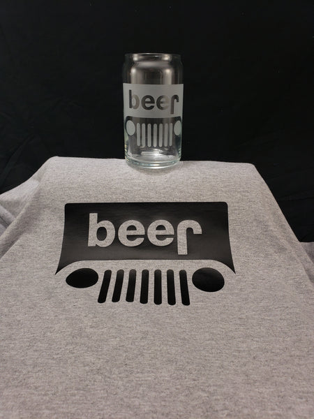 beer glass with matching shirt