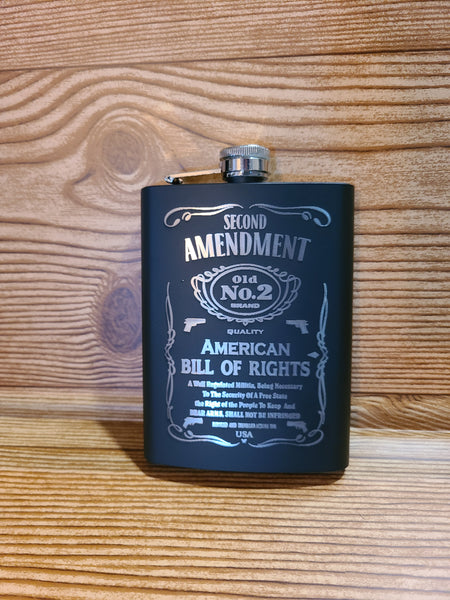 Etched hip flask