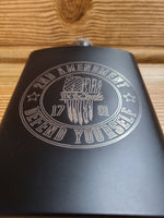 Etched hip flask