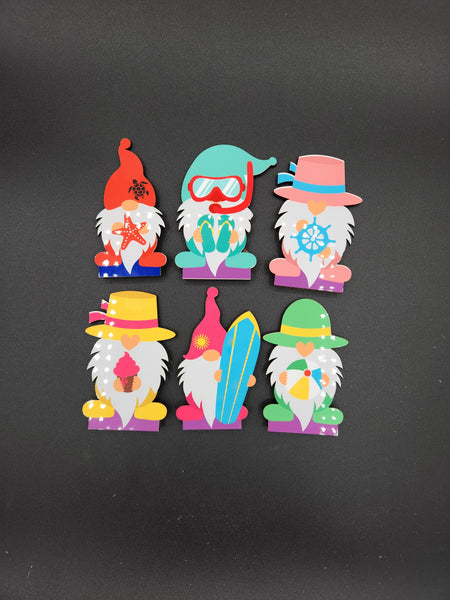 Set of 6 summer themed gnomes