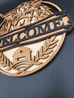 Highland cow welcome sign