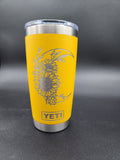 Moon and sunflower engraved Yeti
