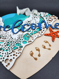 Sea heart welcome sign