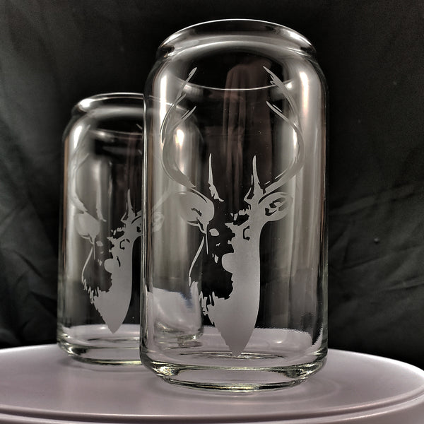 Buck beer can glass