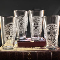 Set of 4 Sugar Skull Glasses