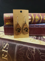 Paw print wooden earrings