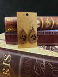 Paw print wooden earrings