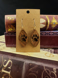 Paw print wooden earrings