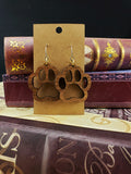 Paw print wooden earrings