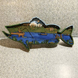 Hand painted multi layer fish plaque